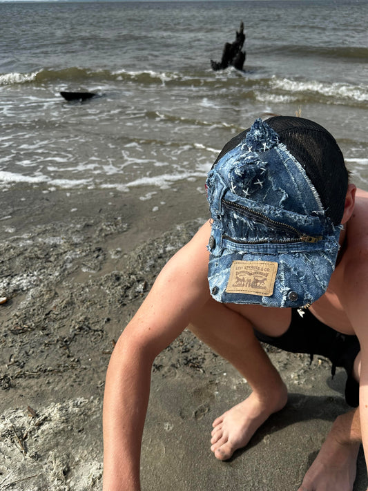 Denim Dino Trucker Hat